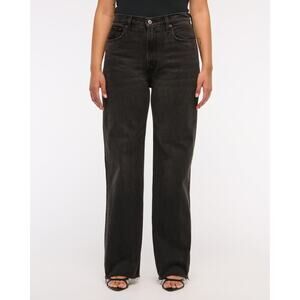 Abercrombie High Rise 90s Relaxed Jeans – Size 28 Short, Washed Black, NEW